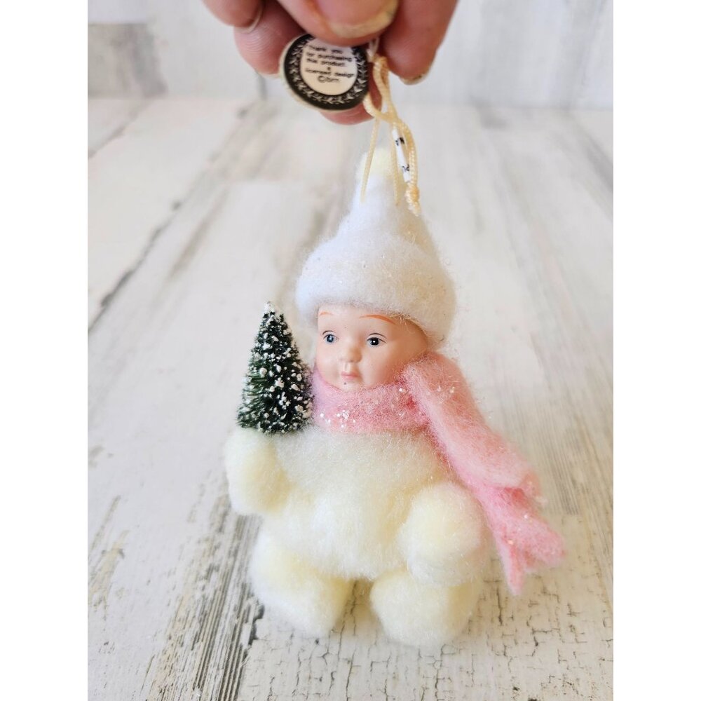 Brn Eskimo child tree ornament felt Xmas vintage